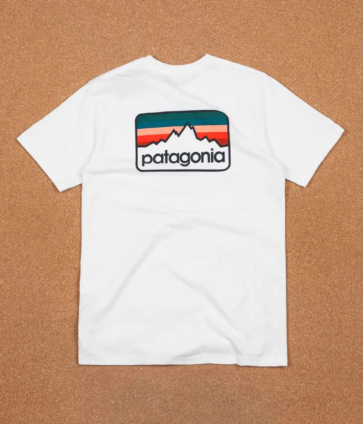 Patagonia Line Logo Badge T-Shirt - White / Smoulder Blue