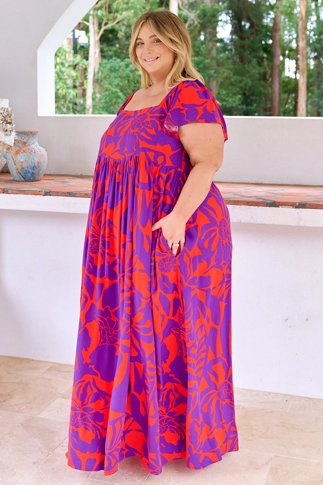 Peaches Maxi Dress Maya Print Purple