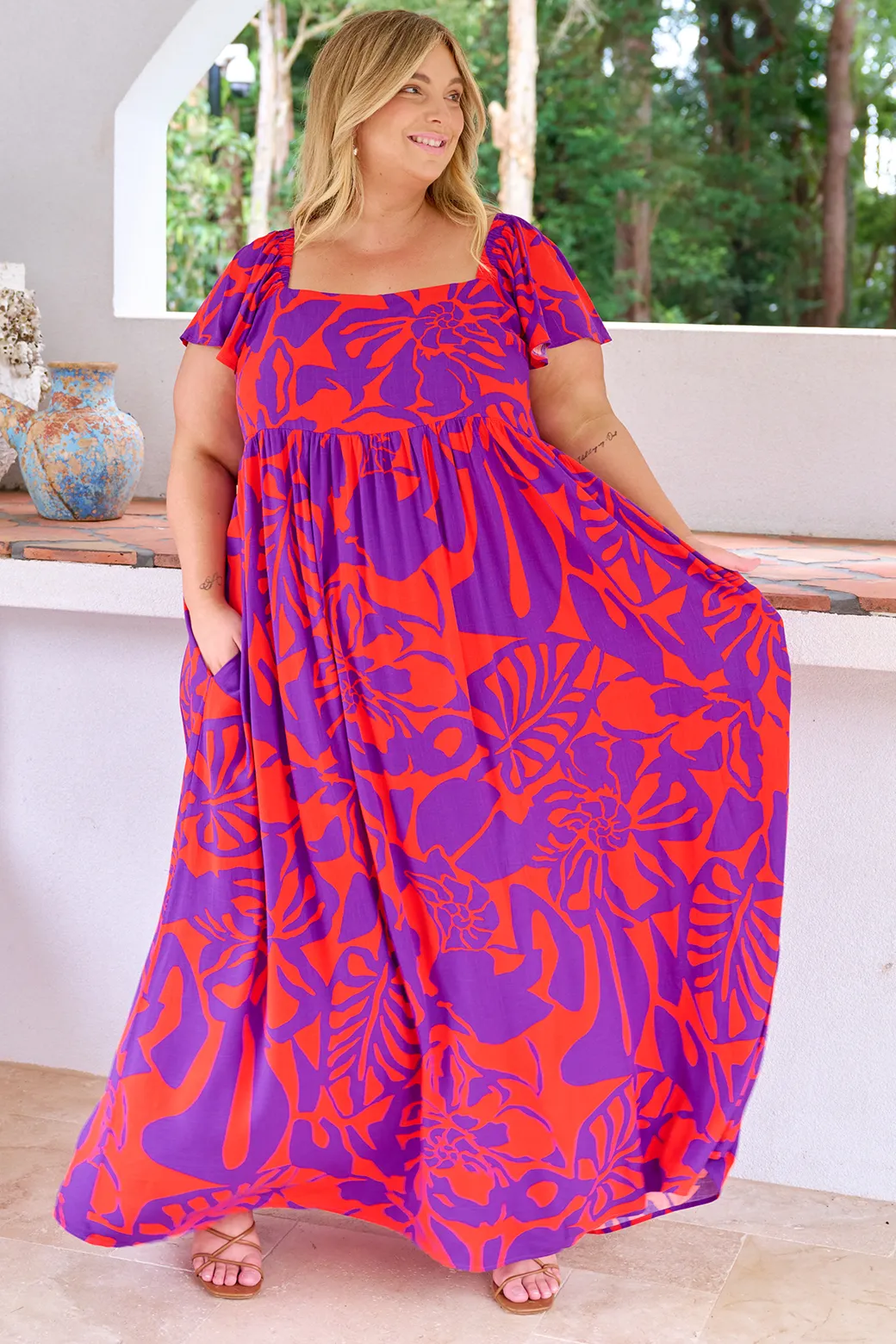 Peaches Maxi Dress Maya Print Purple