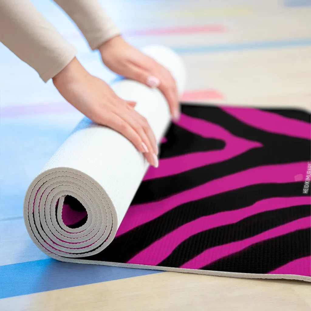 Pink Zebra Foam Yoga Mat, Animal Print Wild & Fun Lightweight 0.25" thick Mat - Printed in USA (Size: 24″x72")