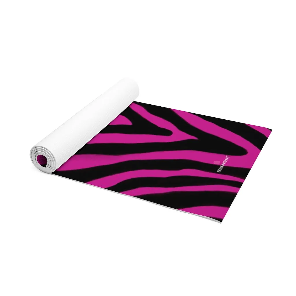 Pink Zebra Foam Yoga Mat, Animal Print Wild & Fun Lightweight 0.25" thick Mat - Printed in USA (Size: 24″x72")