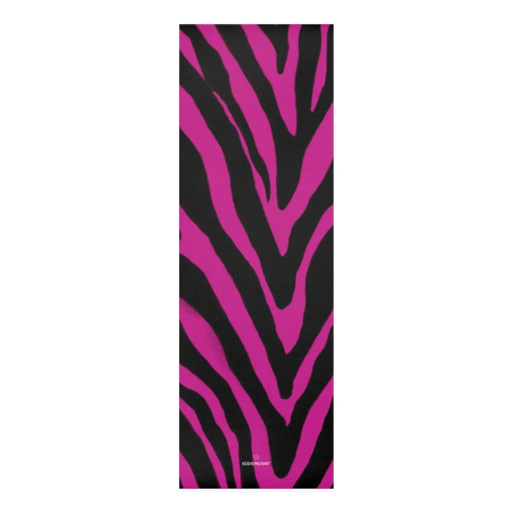 Pink Zebra Foam Yoga Mat, Animal Print Wild & Fun Lightweight 0.25" thick Mat - Printed in USA (Size: 24″x72")