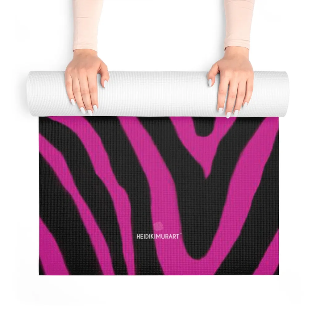 Pink Zebra Foam Yoga Mat, Animal Print Wild & Fun Lightweight 0.25" thick Mat - Printed in USA (Size: 24″x72")