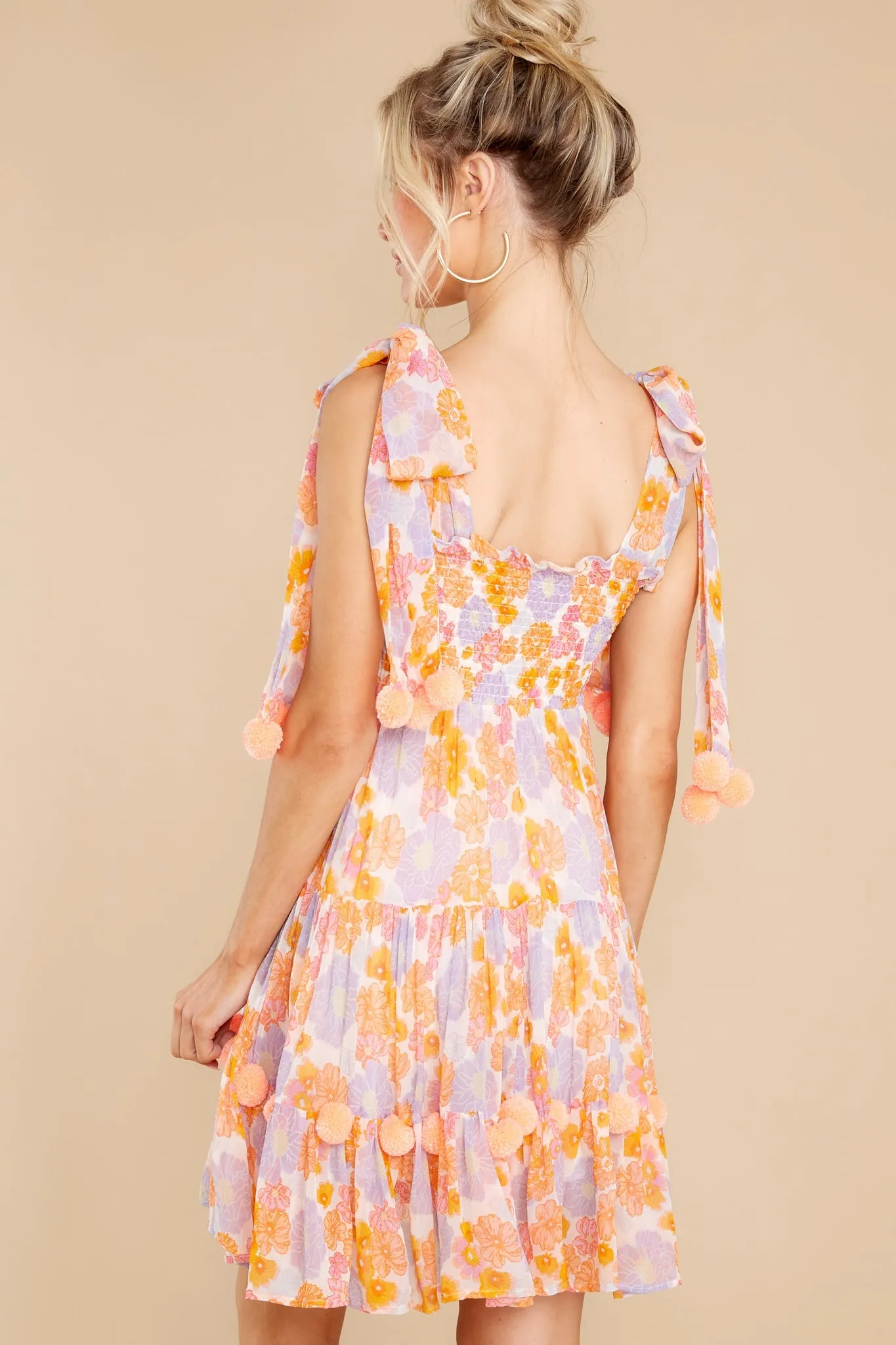 Pippa Orange And Pink Floral Print Dress