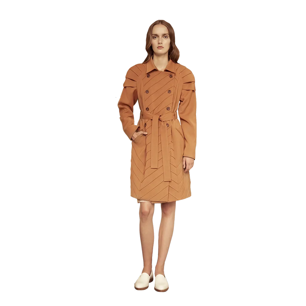 Pleated Shoulder Trench Coat