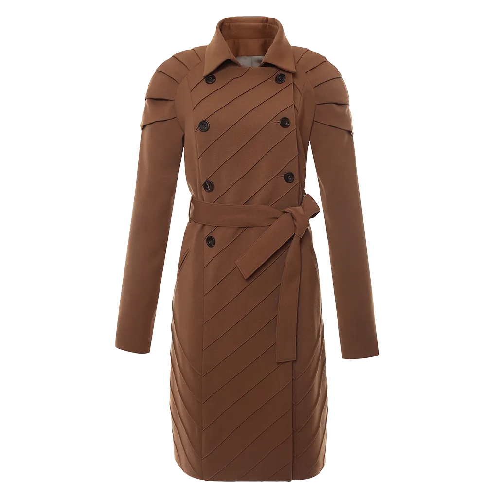 Pleated Shoulder Trench Coat