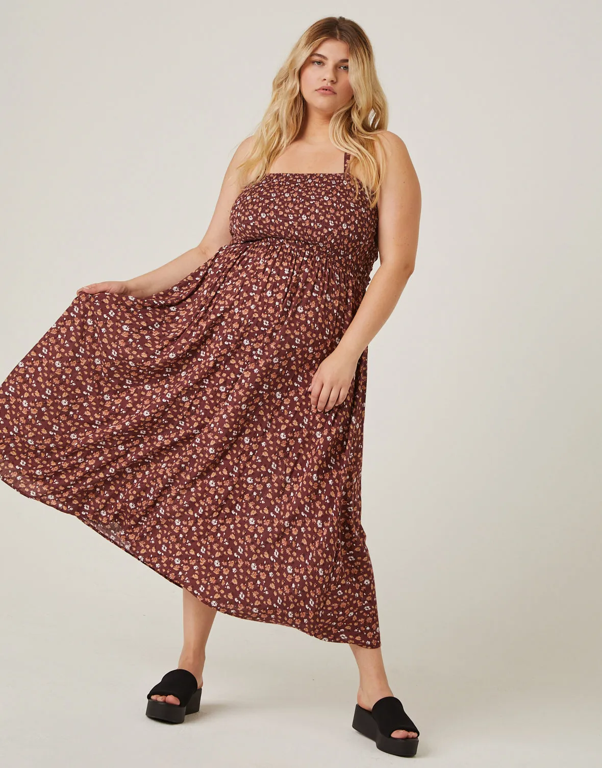 Plus Size Halter Floral Midi Dress