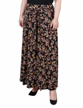 Plus Size Maxi Skirt With Sash Waist Tie