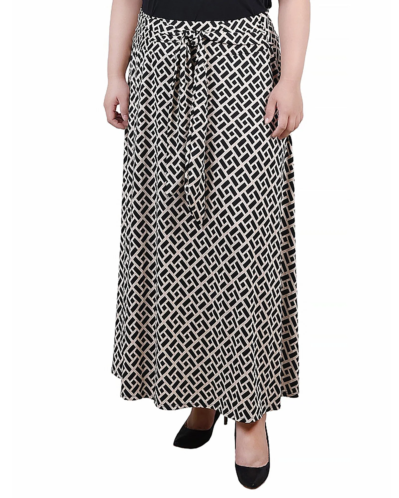 Plus Size Maxi Skirt With Sash Waist Tie