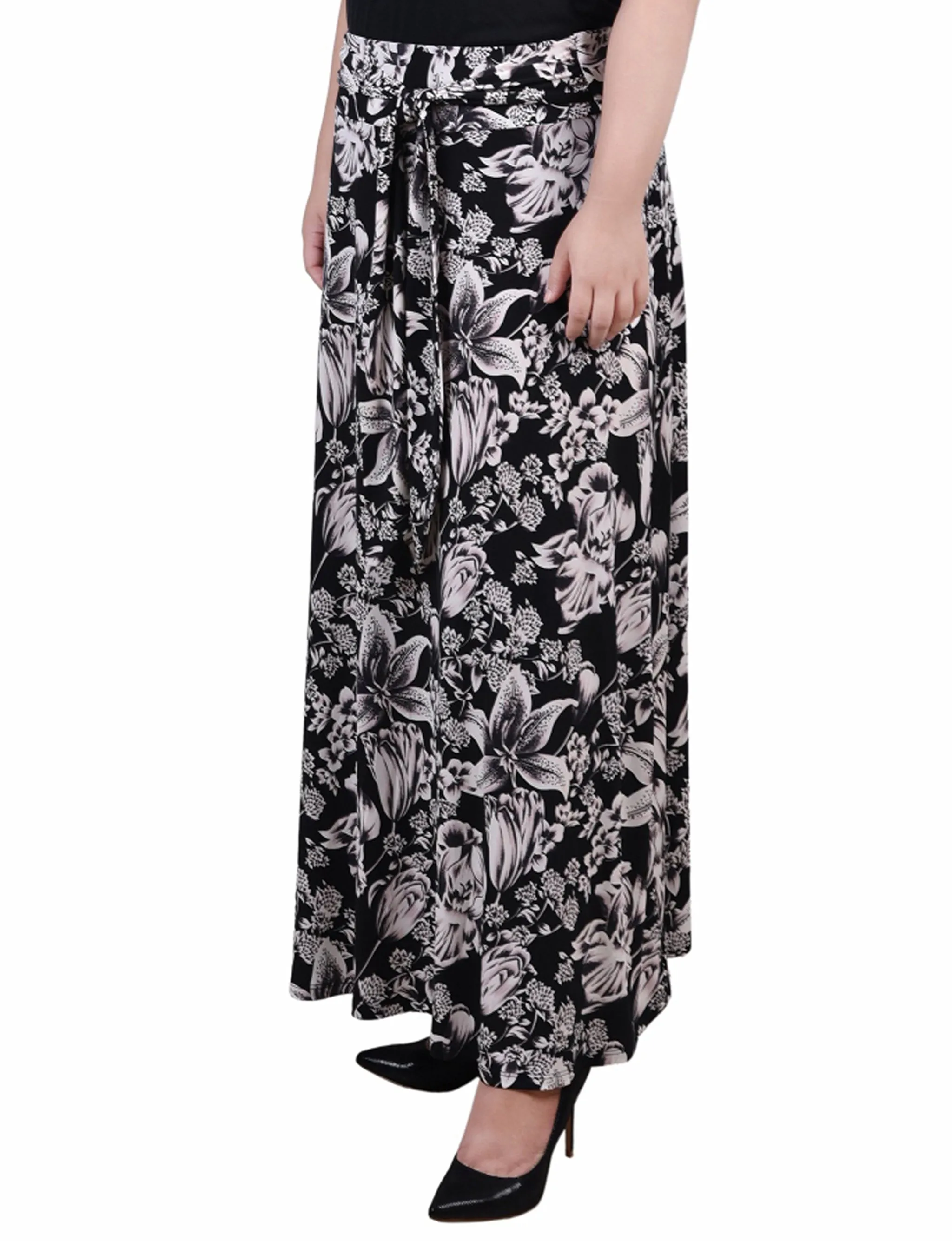 Plus Size Maxi Skirt With Sash Waist Tie