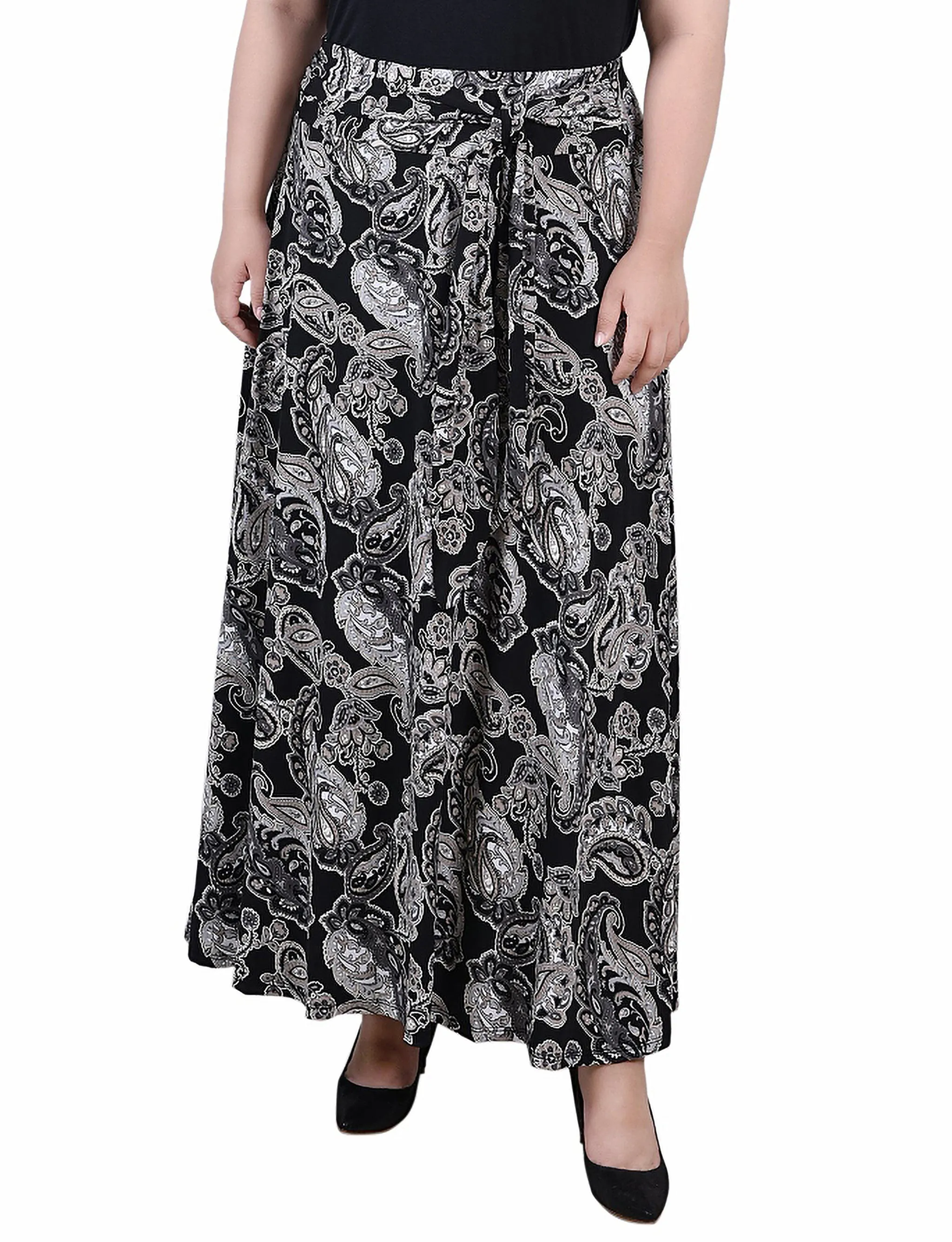 Plus Size Maxi Skirt With Sash Waist Tie