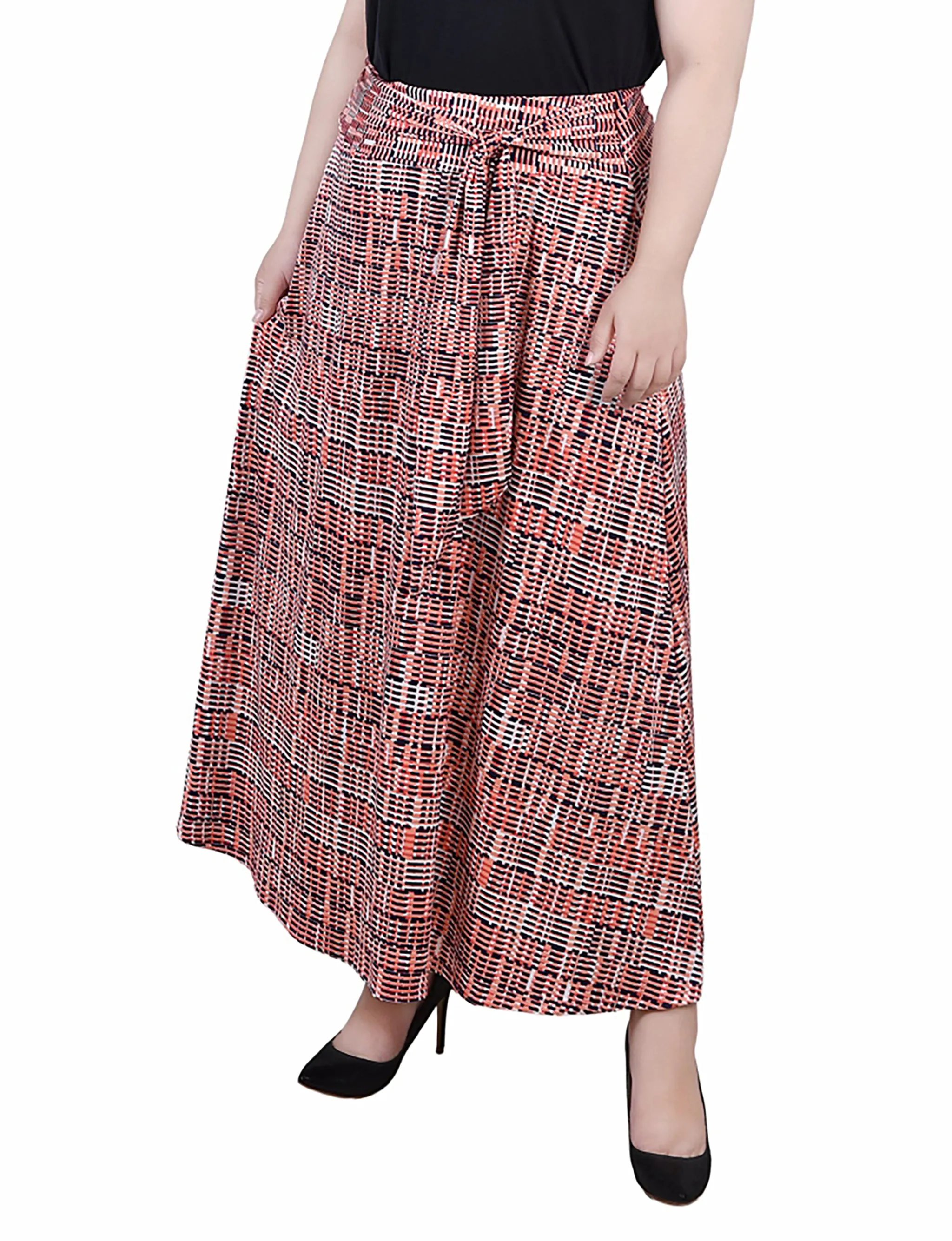 Plus Size Maxi Skirt With Sash Waist Tie