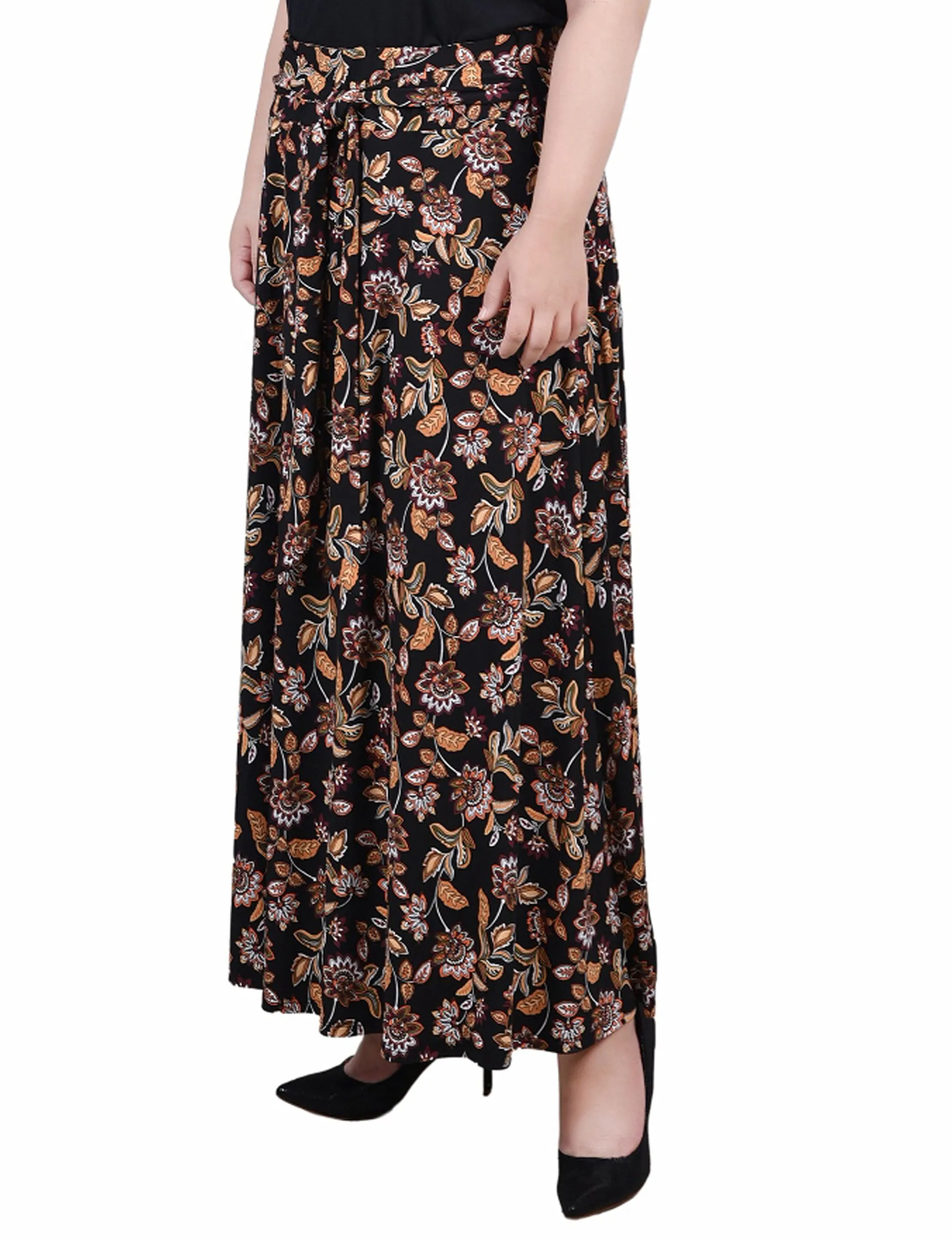 Plus Size Maxi Skirt With Sash Waist Tie