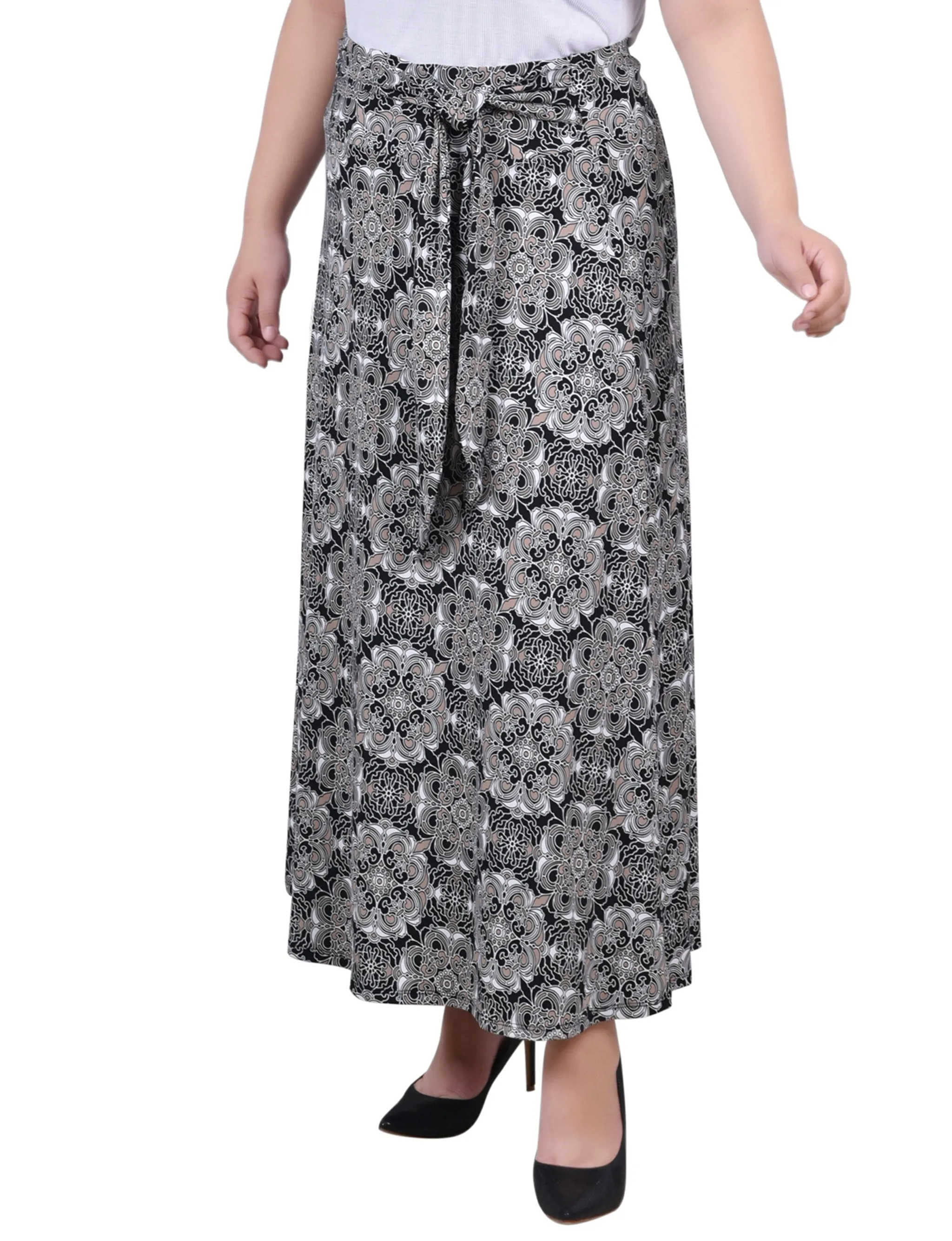 Plus Size Maxi Skirt With Sash Waist Tie