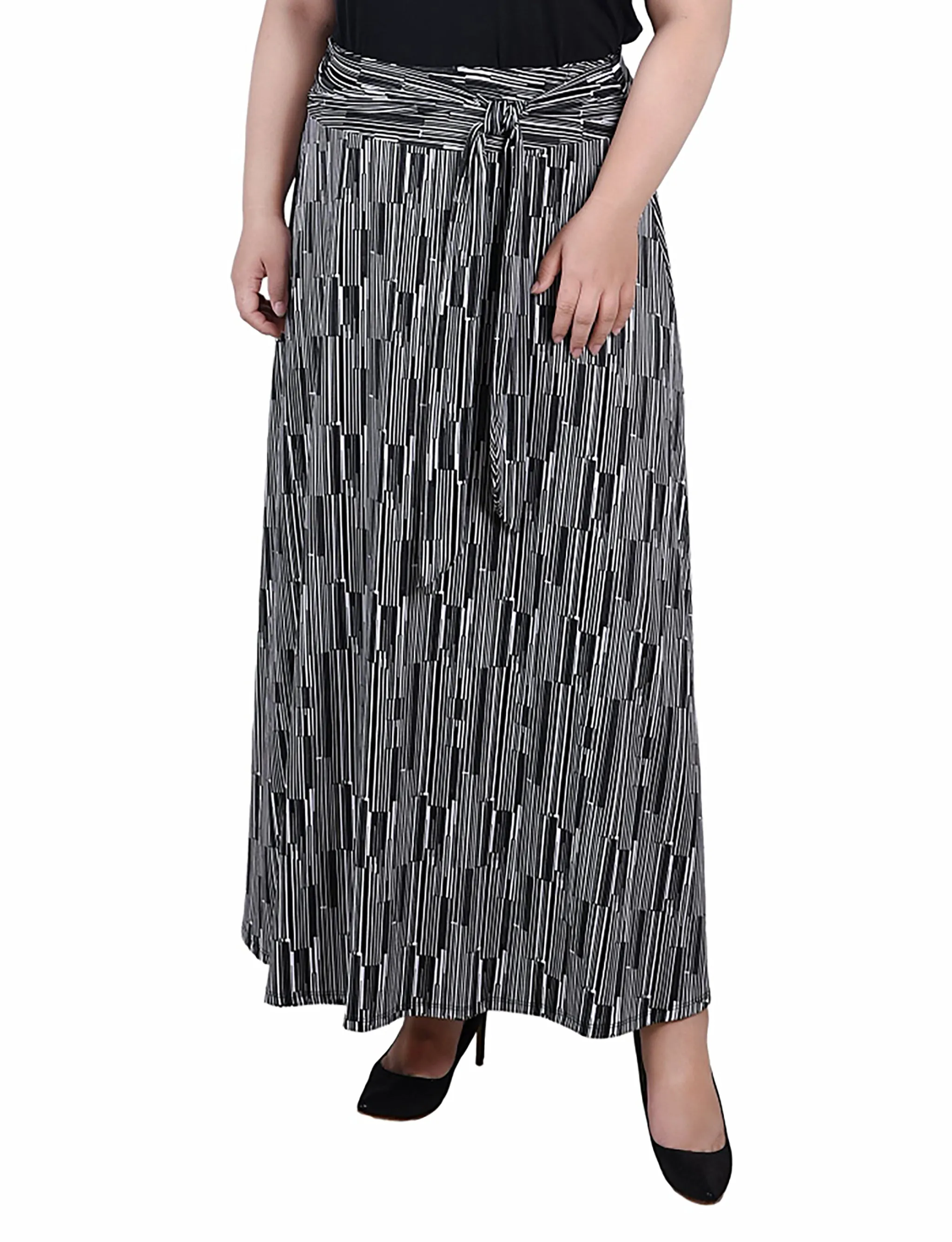 Plus Size Maxi Skirt With Sash Waist Tie