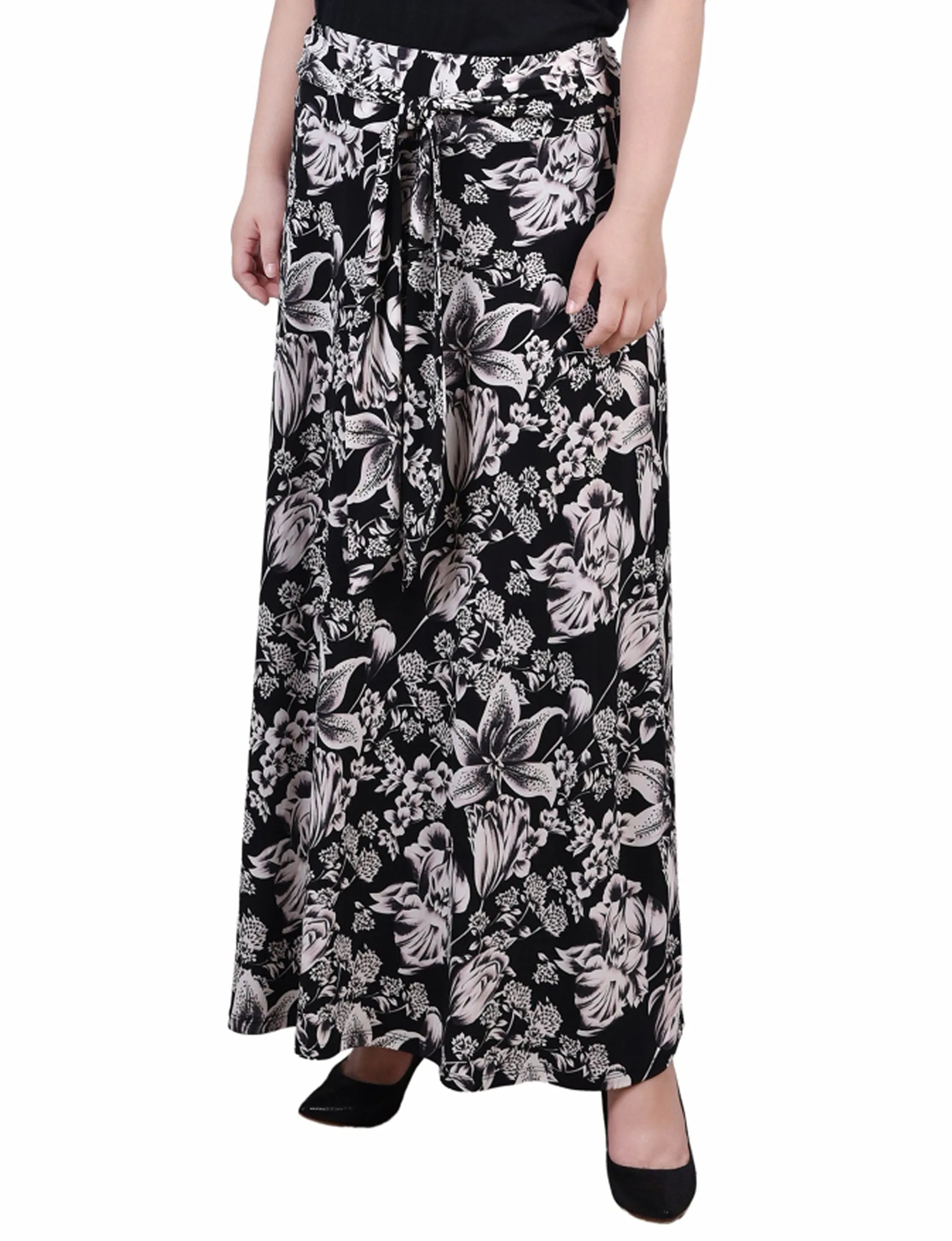 Plus Size Maxi Skirt With Sash Waist Tie