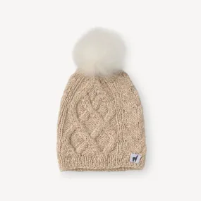 Pokoloko - Hand Knit Alpaca Pom Hat Champagne