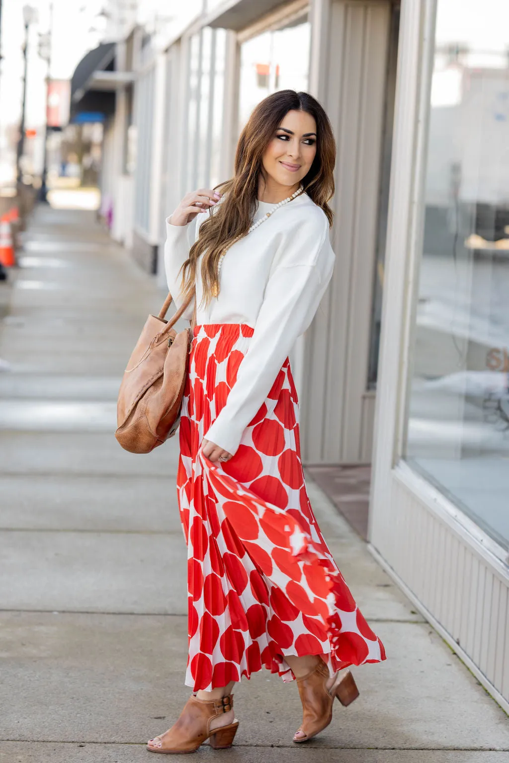 Polka Dot Accordion Maxi Skirt