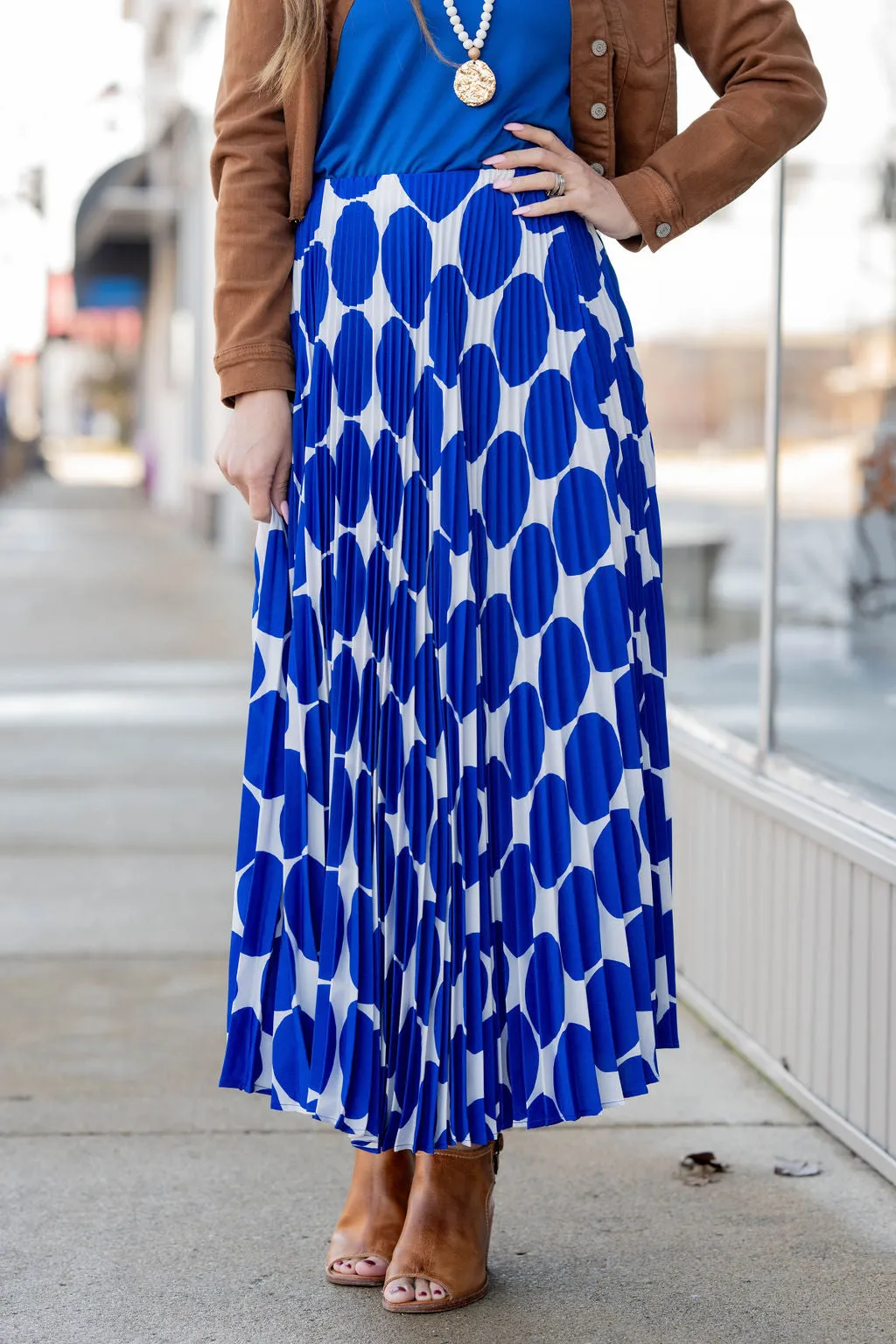 Polka Dot Accordion Maxi Skirt