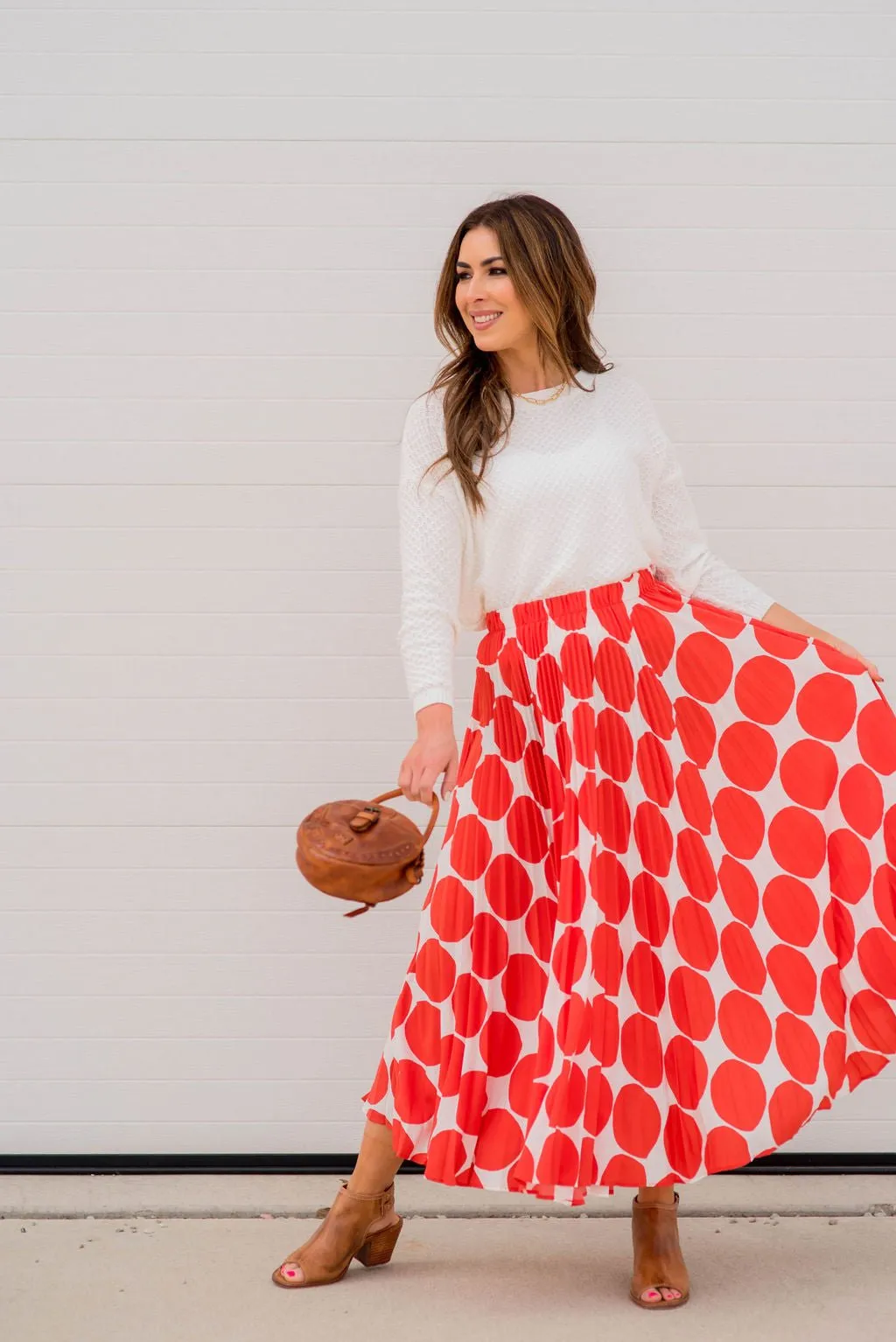 Polka Dot Accordion Maxi Skirt