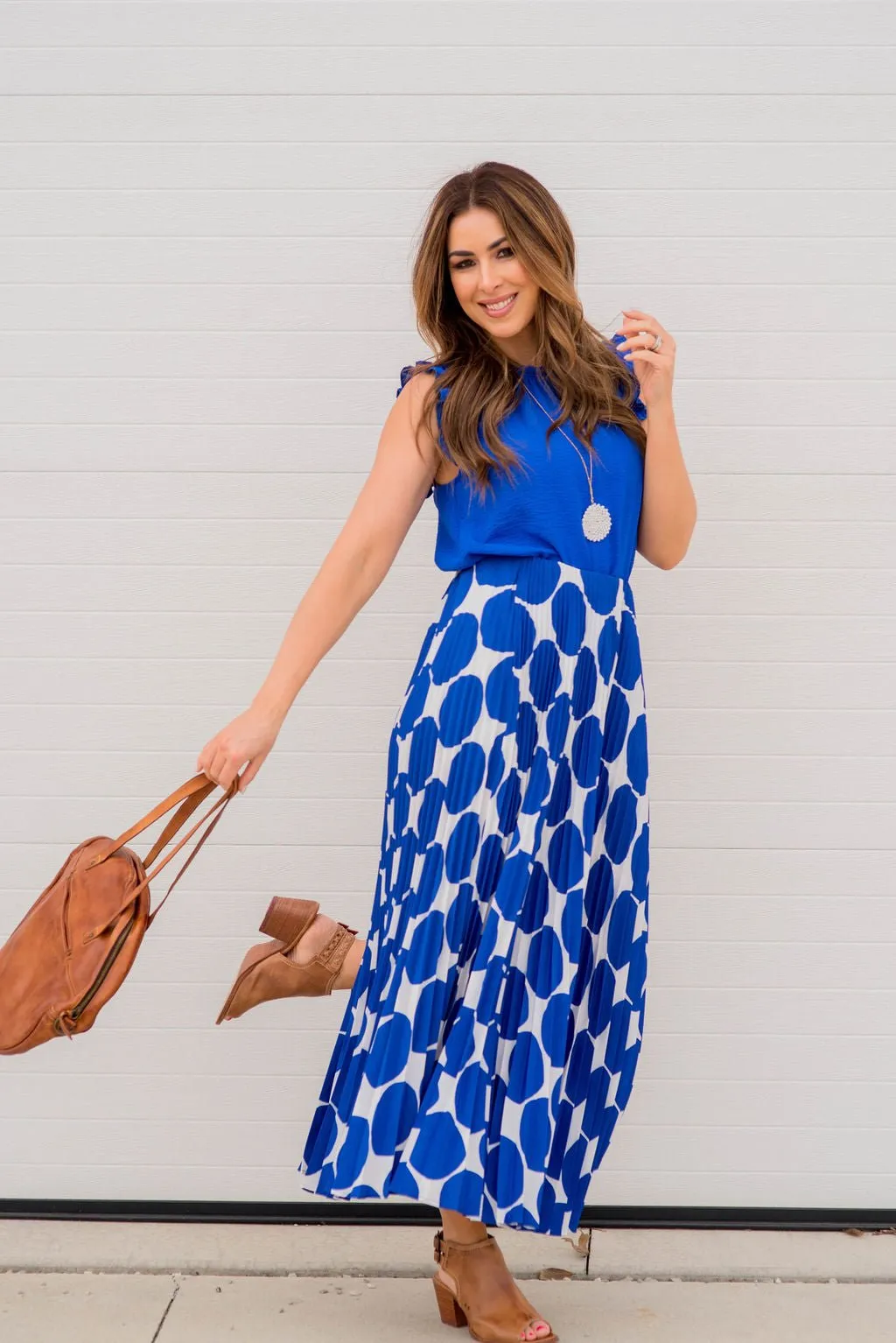 Polka Dot Accordion Maxi Skirt