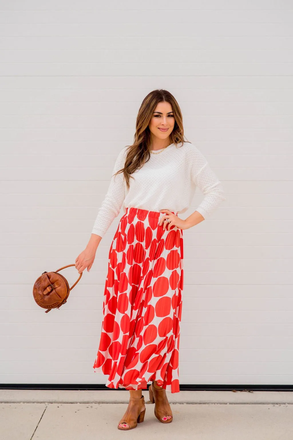 Polka Dot Accordion Maxi Skirt