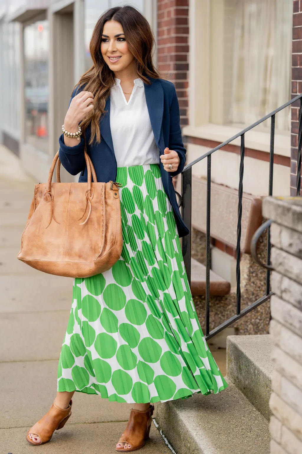 Polka Dot Accordion Maxi Skirt