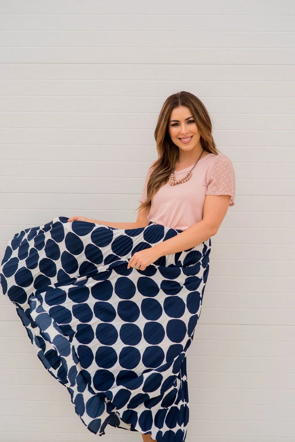 Polka Dot Accordion Maxi Skirt