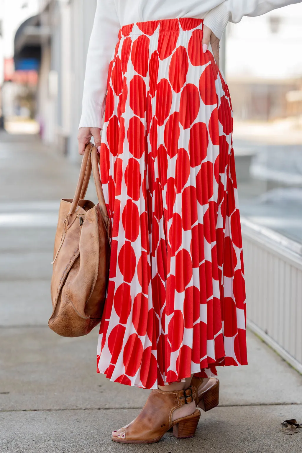 Polka Dot Accordion Maxi Skirt