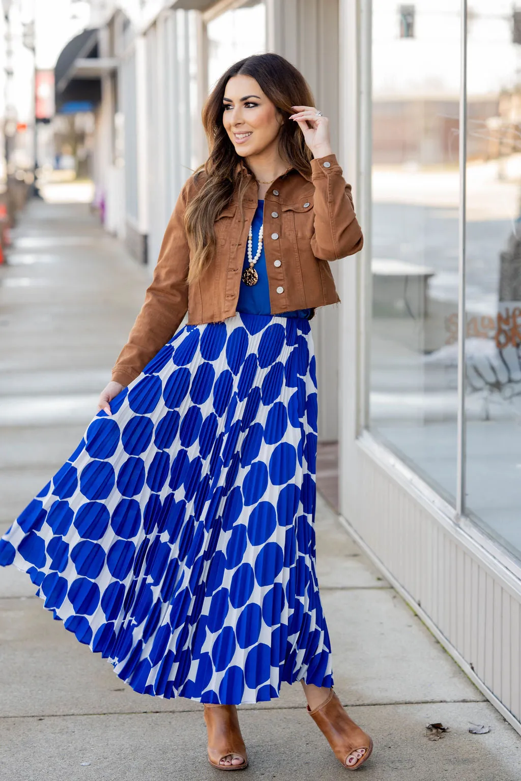 Polka Dot Accordion Maxi Skirt