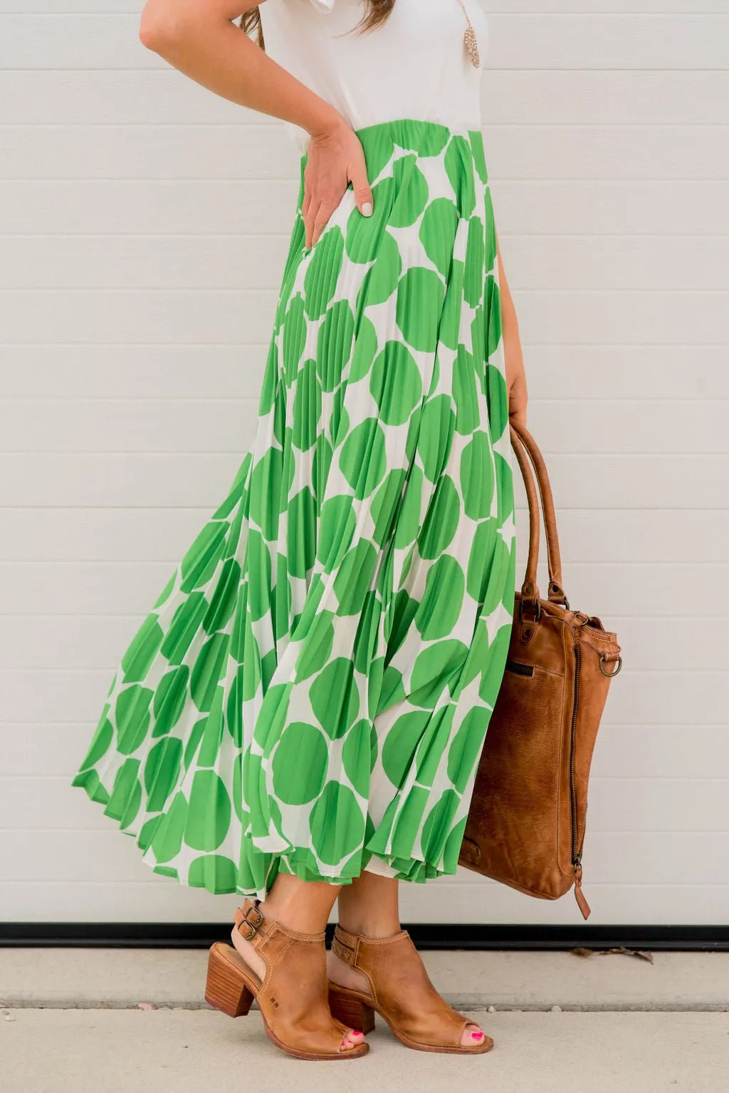 Polka Dot Accordion Maxi Skirt