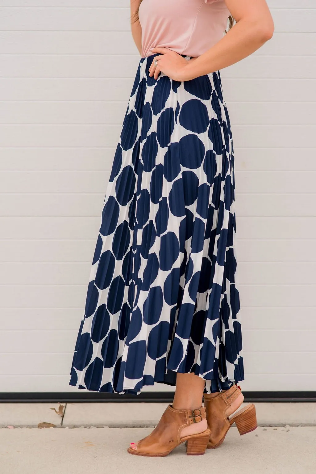 Polka Dot Accordion Maxi Skirt