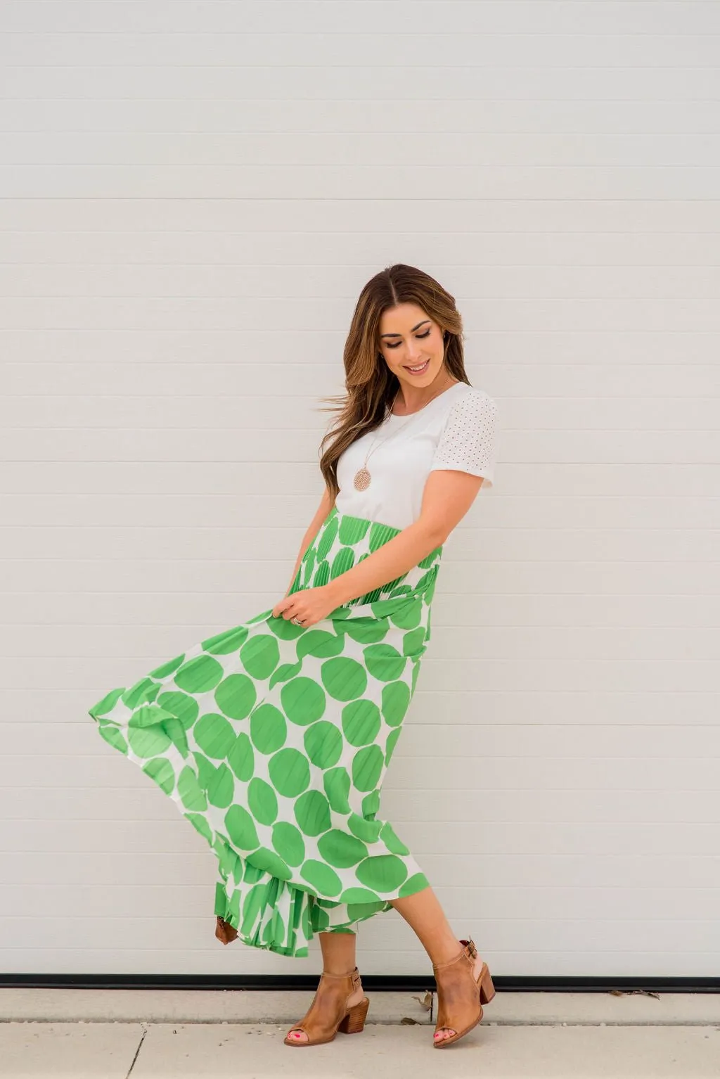 Polka Dot Accordion Maxi Skirt