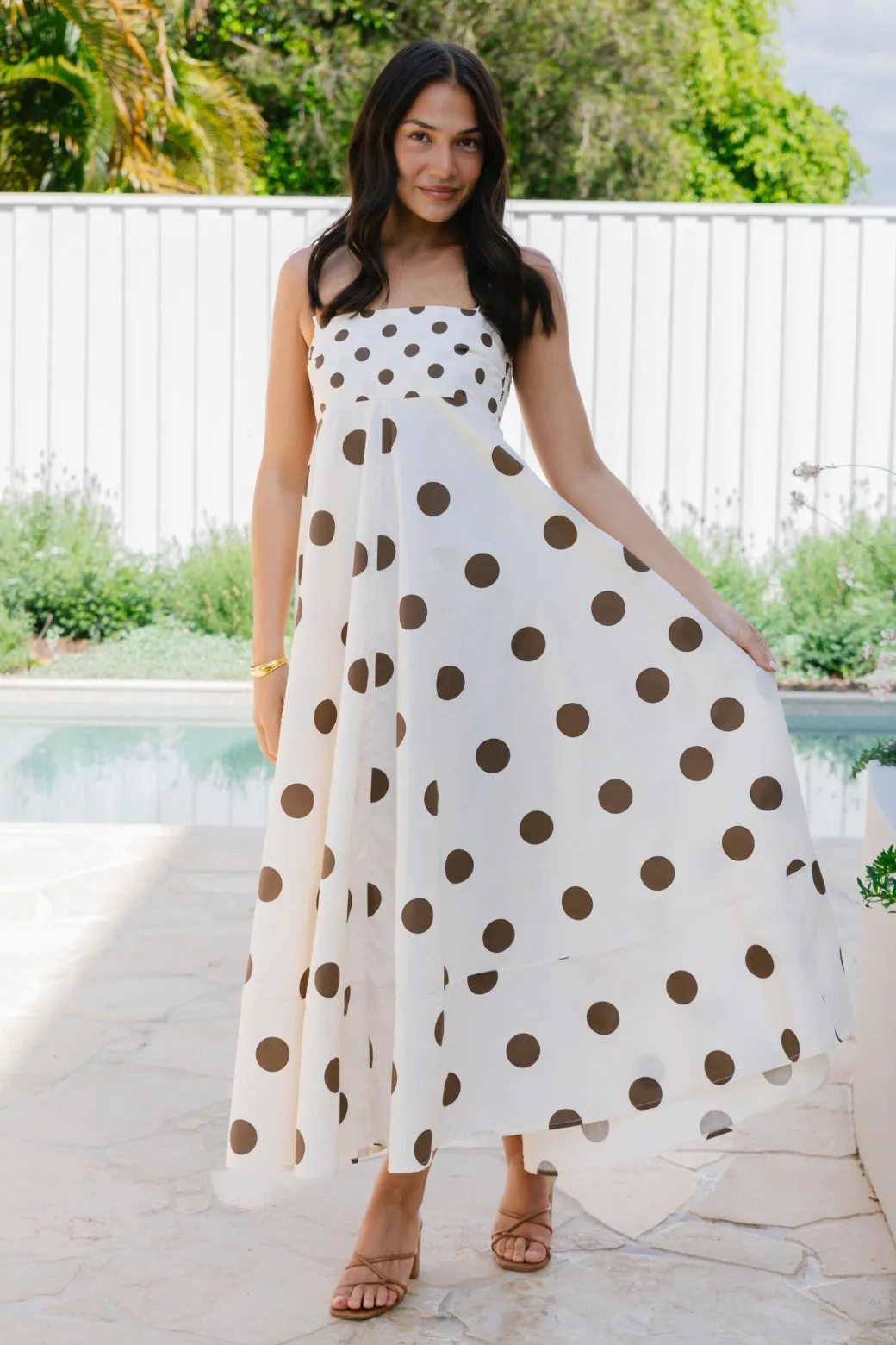 Portafino Maxi Dress Cream/Choc Spot