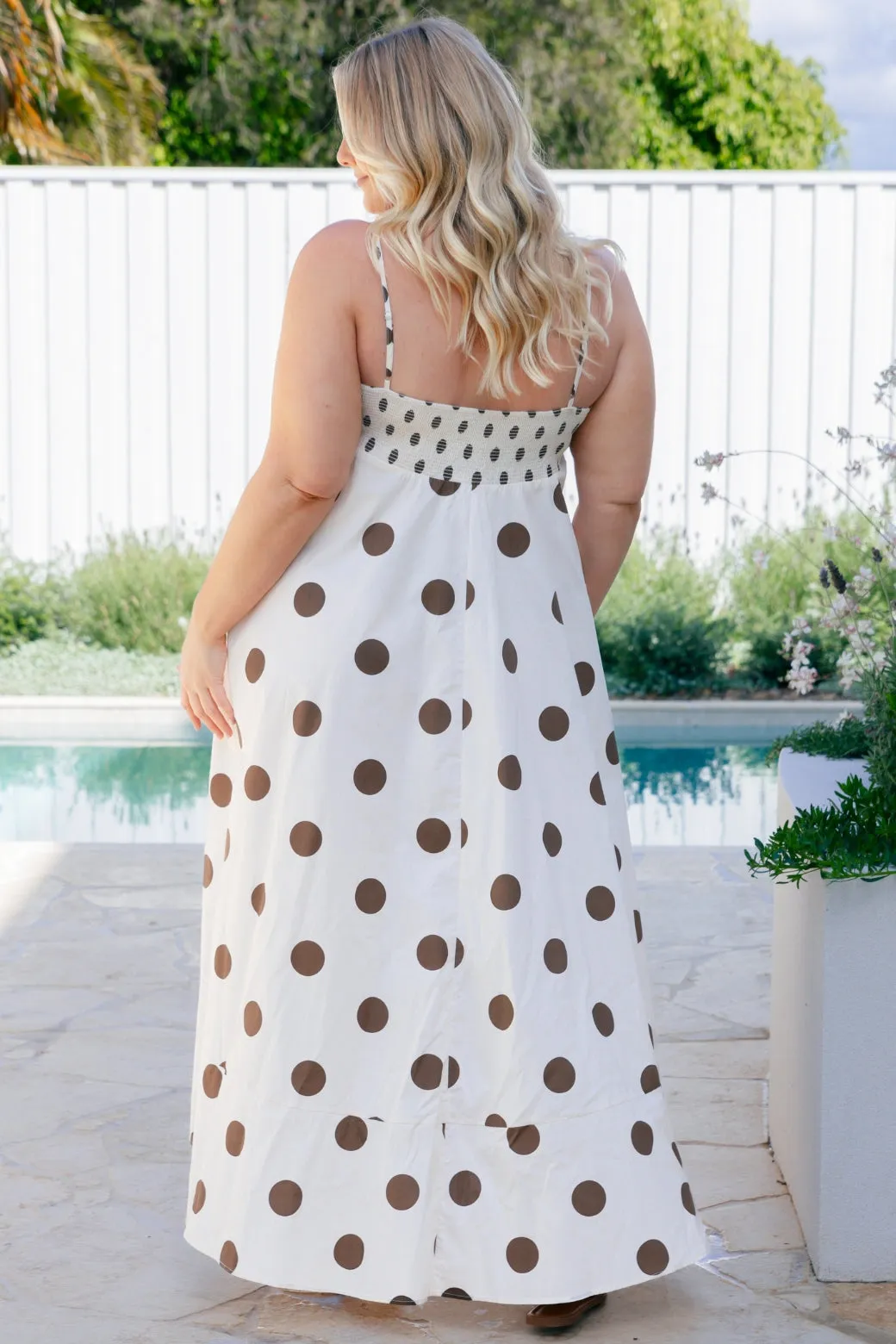 Portafino Maxi Dress Cream/Choc Spot