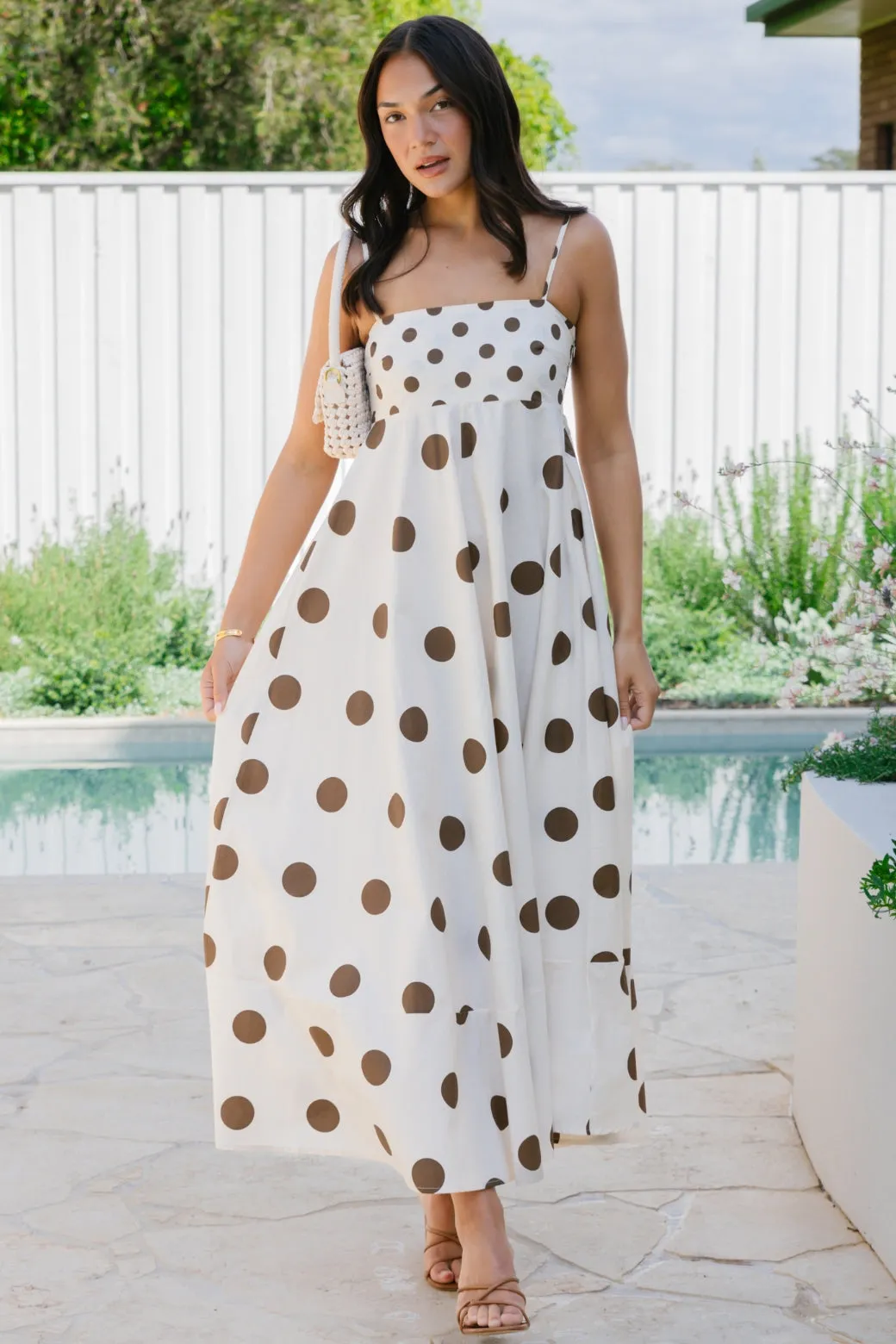 Portafino Maxi Dress Cream/Choc Spot