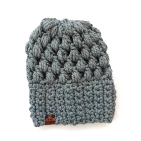 Puff Stitch Slouch Crocheted Beanie