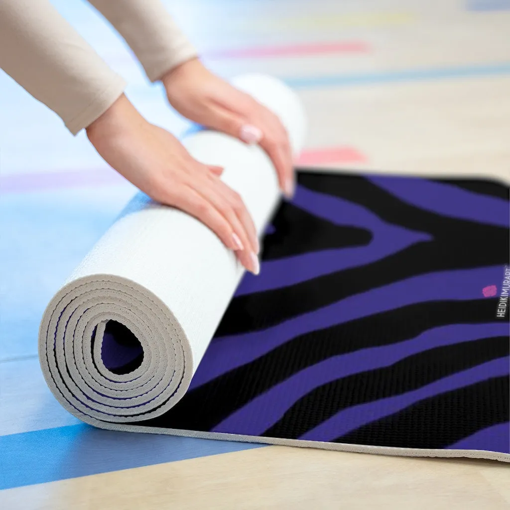 Purple Zebra Foam Yoga Mat, Animal Print Wild & Fun Lightweight 0.25" thick Mat - Printed in USA (Size: 24″x72")