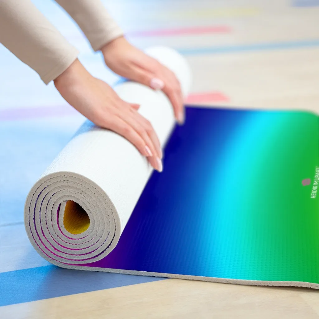 Rainbow Foam Yoga Mat, Best Designer Ombre Gay Pride Lightweight 0.25" thick Mat - Printed in USA (Size: 24″x72")