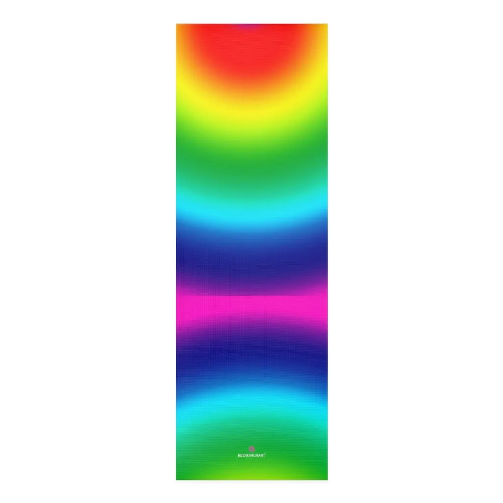 Rainbow Foam Yoga Mat, Best Designer Ombre Gay Pride Lightweight 0.25" thick Mat - Printed in USA (Size: 24″x72")