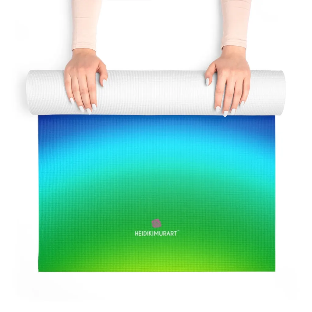 Rainbow Foam Yoga Mat, Best Designer Ombre Gay Pride Lightweight 0.25" thick Mat - Printed in USA (Size: 24″x72")