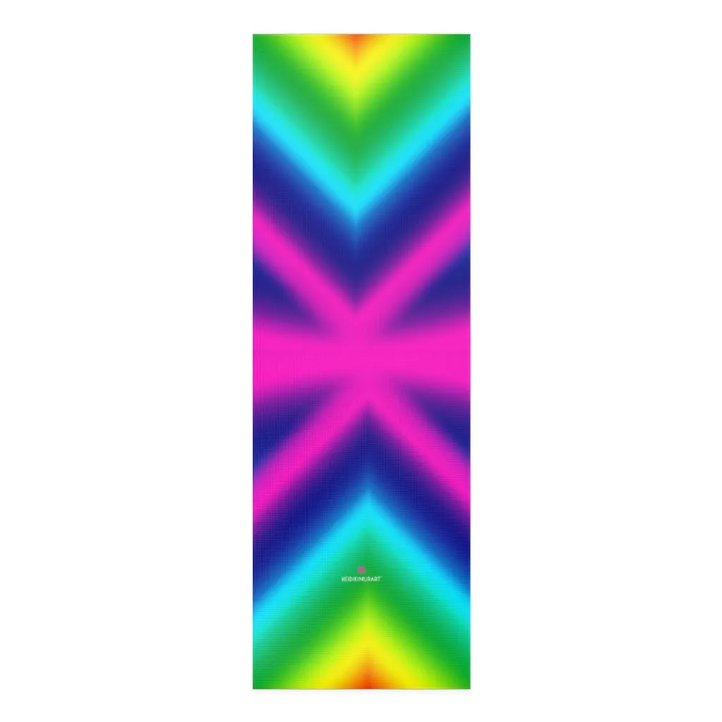 Rainbow Ombre Foam Yoga Mat, Gay Pride Best Lightweight 0.25" thick Mat - Printed in USA (Size: 24″x72")