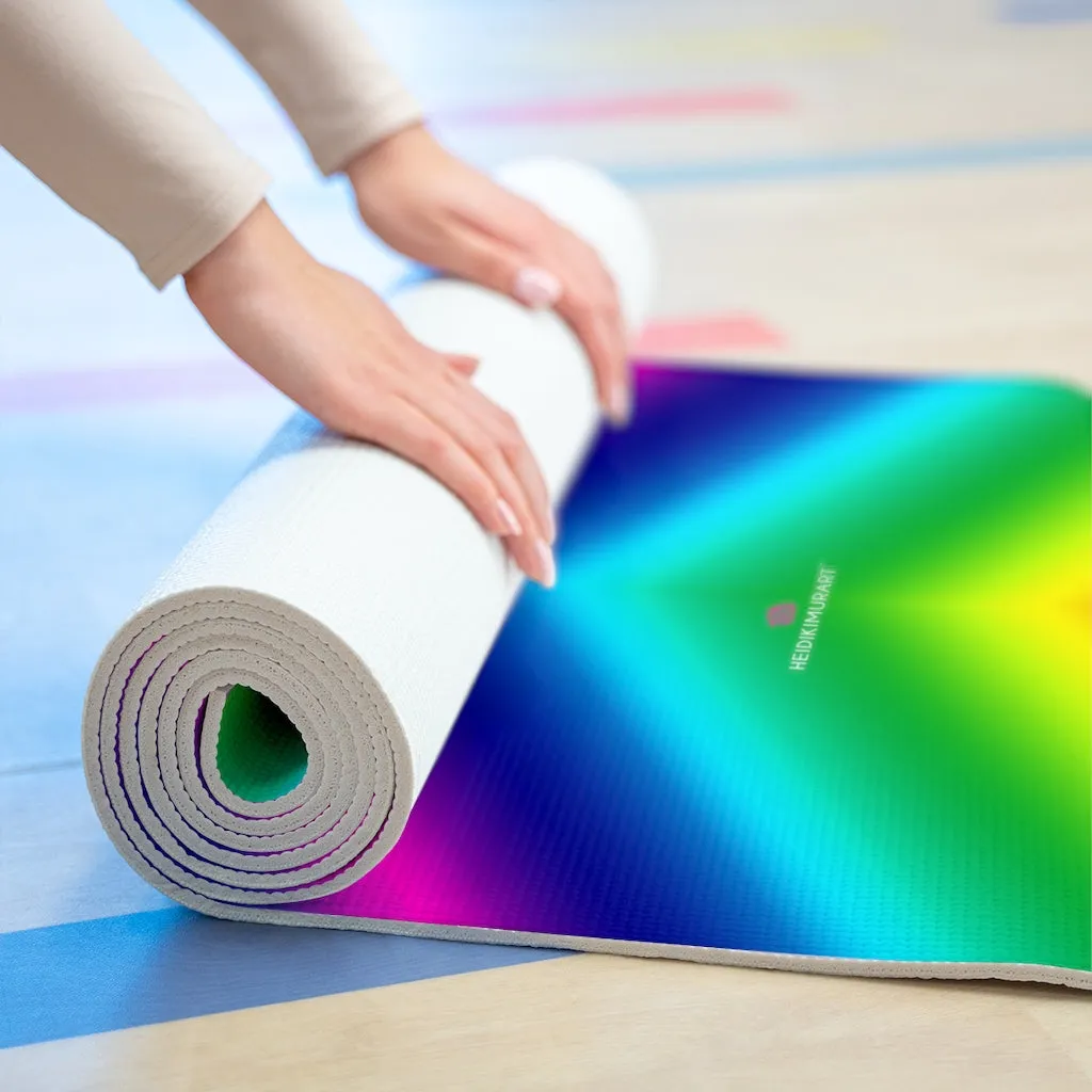 Rainbow Ombre Foam Yoga Mat, Gay Pride Best Lightweight 0.25" thick Mat - Printed in USA (Size: 24″x72")