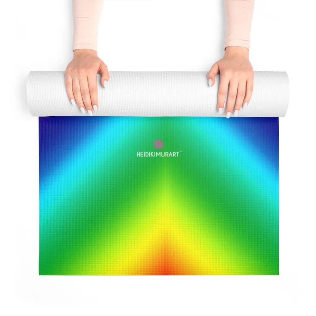 Rainbow Ombre Foam Yoga Mat, Gay Pride Best Lightweight 0.25" thick Mat - Printed in USA (Size: 24″x72")