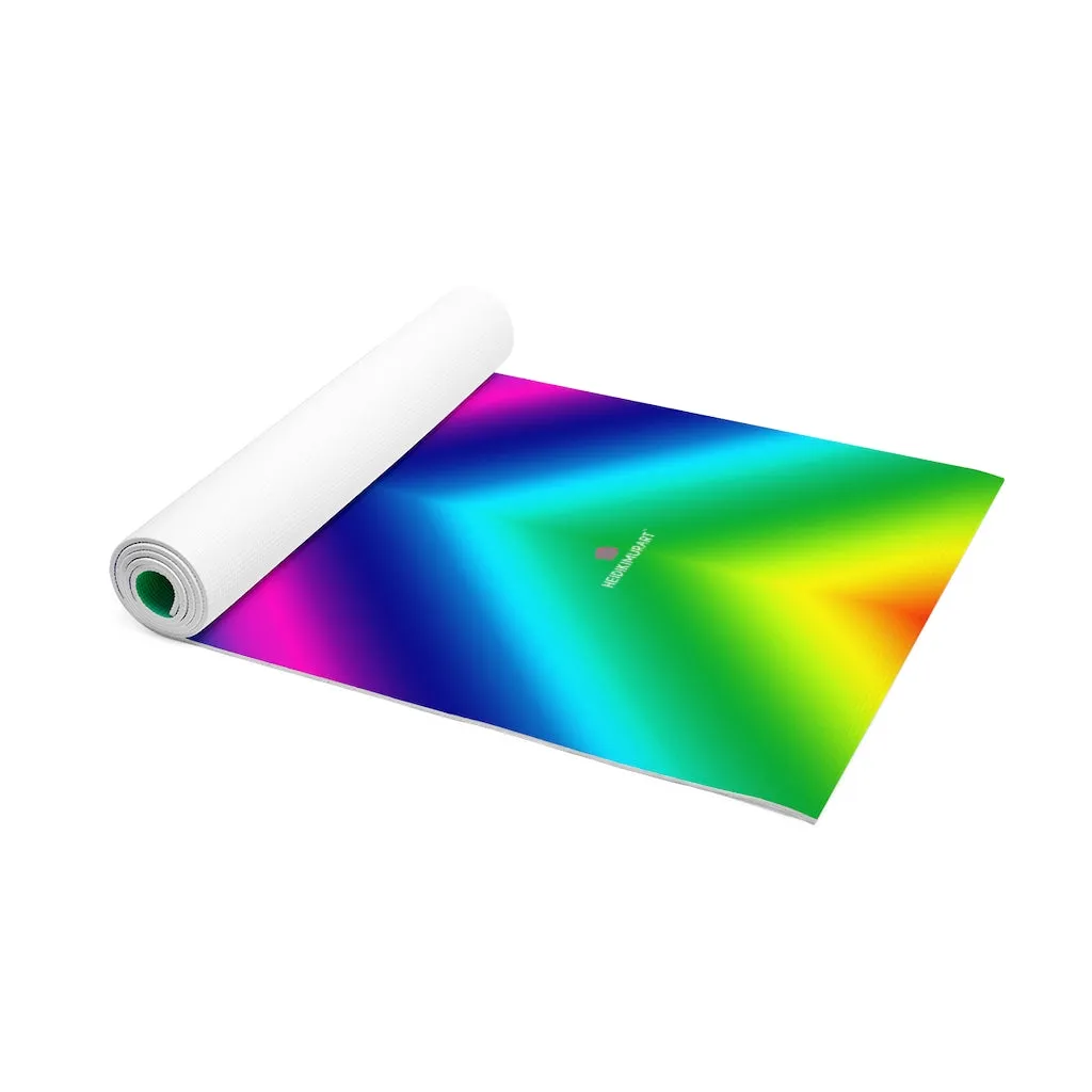 Rainbow Ombre Foam Yoga Mat, Gay Pride Best Lightweight 0.25" thick Mat - Printed in USA (Size: 24″x72")