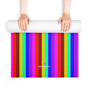 Rainbow Striped Foam Yoga Mat, Gay Pride Best Rainbow Stripes Lightweight 0.25" thick Mat - Printed in USA (Size: 24″x72")