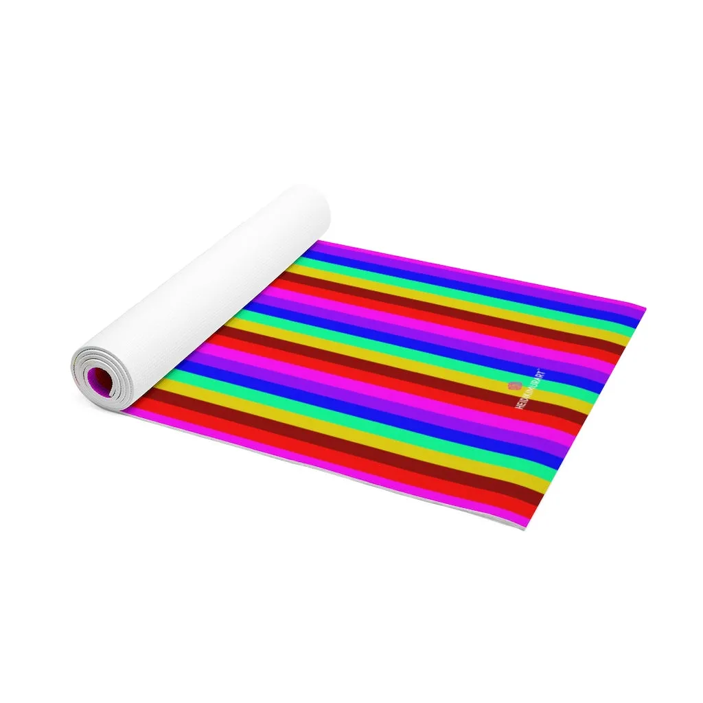 Rainbow Striped Foam Yoga Mat, Gay Pride Best Rainbow Stripes Lightweight 0.25" thick Mat - Printed in USA (Size: 24″x72")