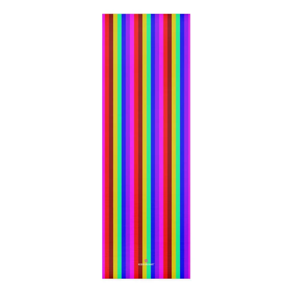 Rainbow Striped Foam Yoga Mat, Gay Pride Best Rainbow Stripes Lightweight 0.25" thick Mat - Printed in USA (Size: 24″x72")