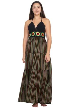 Rasta Crop-Top Stripe Maxi Dress