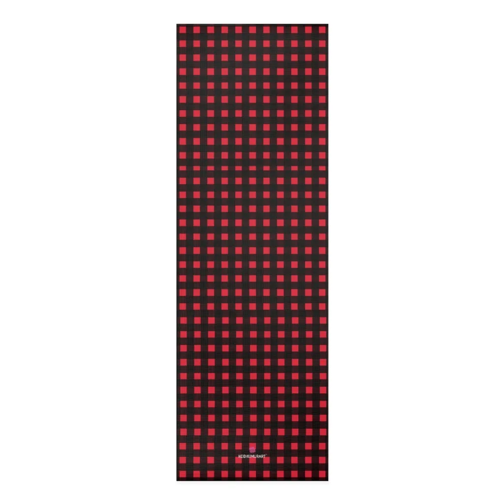 Red Buffalo Foam Yoga Mat, Buffalo Plaid Print Best Lightweight 0.25" thick Mat - Printed in USA (Size: 24″x72")